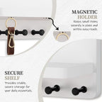 Nekon Key Holder for Wall with Shelf, Pine Wooden Key Hanger, White - Image 4