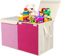 YOLOXO Toy Box Chest, Collapsible Sturdy Storage Bins with Lids, Extra Large Kids Toy Storage Organizer Boxes Bins Baskets for Kids, Boys, Girls, Nursery Room, Playroom, Closet (Pink) by YOLOXO