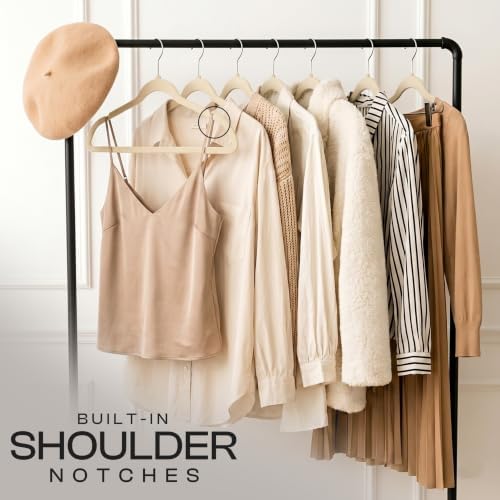 Utopia Home Velvet Hangers, 20 Pack, Ivory | Luxury Non-Slip Slim Pant & Coat Hangers | Strong Space-Saving Clothes Hangers | 360° Swivel Hook - Image 5