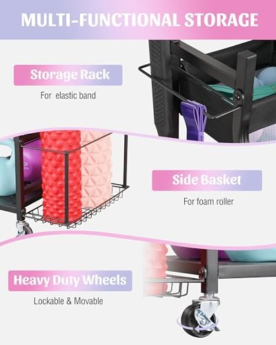 Mythinglogic Home Gym Storage Rack with Wheels for Dumbbells and Yoga Mats - Image 3