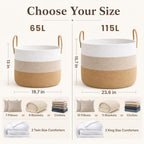 JMvicyroam 115L Extra Large Machine Washable Cotton Rope Blanket Basket - Image 4