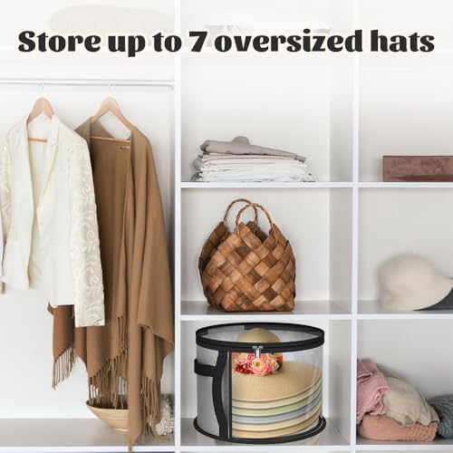 2Pcs Oversized Clear Hat Organizer Hat Storage Boxes for Women, Closet Organizer Storage for Baseball Caps Collapsible Cowboy Box,Wide Brims Hat Case with Carrying Handles - Image 6