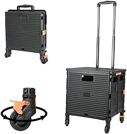 FELICON SELORSS Foldable Utility Cart Folding Portable Rolling Crate-Black by FELICON