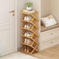 YYW Shoe Rack, Foldable Bamboo Shoes Shelf, Freestanding Shoe Storage Organiser for Entryway, Hallway, Bedroom, Closet (Wood Color, 6 Layers) by YYW