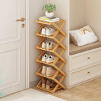 YYW Shoe Rack, Foldable Bamboo Shoes Shelf, Freestanding Shoe Storage Organiser for Entryway, Hallway, Bedroom, Closet (Wood Color, 6 Layers) by YYW