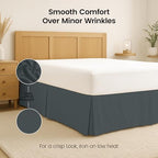 Queen Bed Skirt, Hides Under-Bed Storage 16 Inch Drop, Pleated, Grey - Image 6