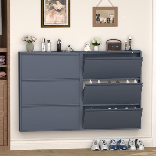 GREATMEET Slim Wall Mounted Metal Storage Cabinet with 3 Flip Drawers - Image 7