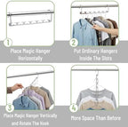 Mr. Pen- Metal Space Saving Hangers for Clothes, 4 Pack, 6 Slots | 360° Rotating Hooks, Metal Hangers, Wardrobe Organizer, Magic Cascading Hanger, Closet Space Saver - Image 5