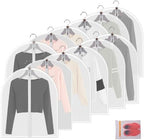 MsKitchen12Pack Short Garment Bags (24x32") - Dustproof Covers for Kids Clothes - Durable PEVA Storage Bags with Sturdy Zipper for Dance Costumes, Tops & Folded Pants (Translucent) by MsKitchen