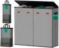 185L Laundry Hamper 4 Section with Lid & Removable Bags by MECINFUL
