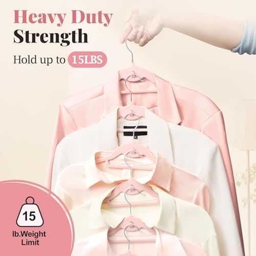 Velvet Hangers 50 Pack, S-Shaped and Stackable Felt Hanger(Pink) - Image 3