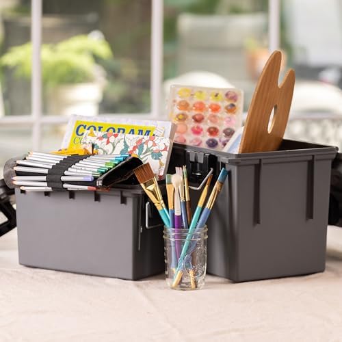 Sheffield Ammo Box Made in USA, Stackable Lockable Ammo Storage Box, Gray - Image 3