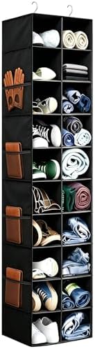 Hanging Shoe Organizer for Closet - 20 Extended Sections Closet Shoe Storage Rack with 8 Side Mesh Pockets, Foldable Shelves Holder for Clothes Shoes Shirts Jeans Hats by Unknown