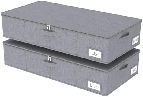 Yawinhe 48L Foldable Underbed Storage Bags, 2 Pack Closet Organizer,Grey by Yawinhe