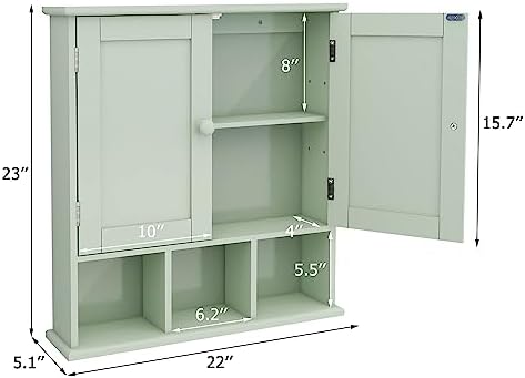 TaoHFE Green Medicine Cabinet,Bathroom Wall Cabinet with 2 Door - Image 3