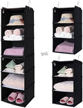 GRANNY SAYS 6-Shelf Hanging Closet Organizer, Foldable Storage, Black | Separable to 2 Pack 3-Shelf Hanging Shelves, No-Sag Support, Keeps Clothes Neat, Folds Flat, Fits RV, Dorm & Small Closets by GRANNYSAYS