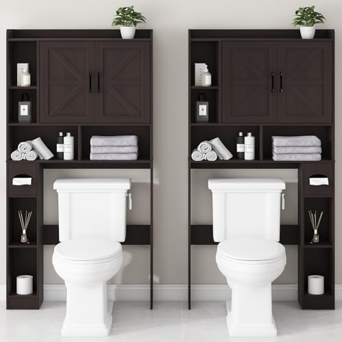 Vabches Over The Toilet Storage Cabinet with 2 Barn Doors, Espresso - Image 4