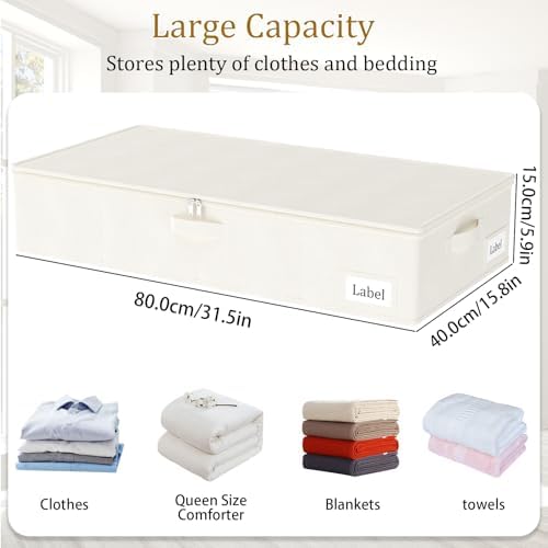 Yawinhe 48L Foldable Underbed Storage Bags, 2 Pack Closet Organizer,Beige - Image 5