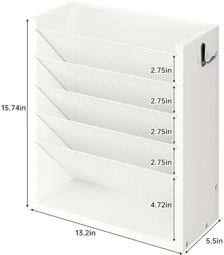 Mail Organizer Wall Mounted, 6-Slot Hanging File Organizer with Key Holder - Image 3