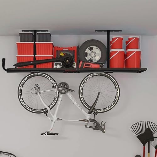Tlence 4 Pack Overhead Garage Storage Hooks, 16.5" Heavy Duty Ceiling Mount Hangers, Double T-Bar Metal Ladder Ceiling Racks, Hanging for Bike, Pipe Lumber, Fishing Rod, Sports Equipment - Image 6