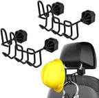 2 Pack Hard Hat Holder for Truck, Car Seat Back Organizer with 3 Hooks for Safety Helmet, Coat, Tool Bag, Stainless Steel with Rubber Coated for Trucks/SUVs/Cars by Unknown
