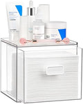 Vtopmart Disposable Facial Towels Holder,Clear Storage Drawer Compatible with Clean Skin Club Towel XL,Acrylic Box Hold 50 Count,Stylish and Functional Bathroom Accessory for Coutertop Organization by Vtopmart