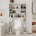 Vabches Over The Toilet Storage Cabinet with 3 Barn Doors.White - Image 4