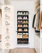 ULG Over The Door Shoe Organizer with 16 Large Pockets, Hanging Shoe Rack for Closet Door, Space Saving Shoe Storage Black - Image 7