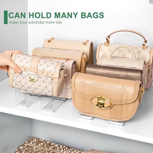 2 Pack Acrylic Purse Organizer for Closet, 8-Slot Bag & Purse Organizer, No Assembly, Clear Handbag Storage Shelf .for Shelf Divider Handbags, Clothes, Sweater - Image 5