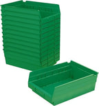 Akro-Mils 30150 Heavy Duty Plastic Shelf Bins, 12"x 8"x 4", Green, 12-Pack by Akro-Mils