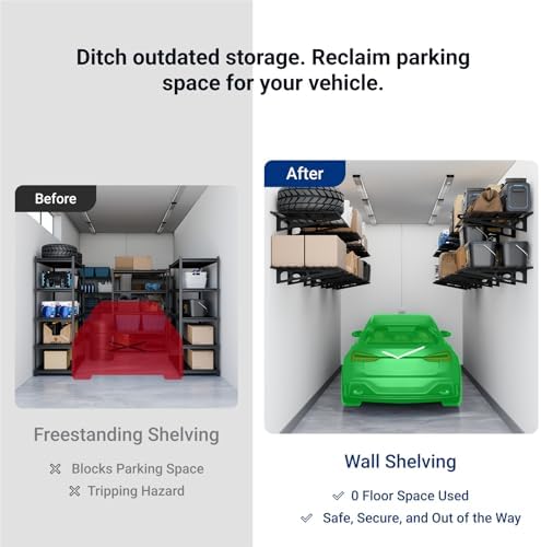 FLEXIMOUNTS 1-Pack 2x4ft Garage Shelving Wall-Mounted Storage Rack, Black - Image 4