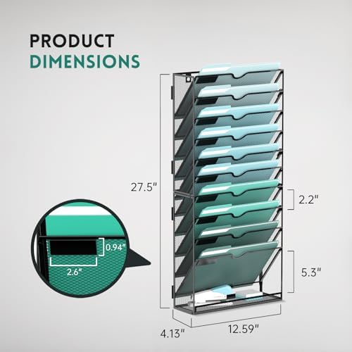SUPEASY 11-Tier Wall File Organizer, Wall Mounted Mail Sorter, 2 Pack - Image 3