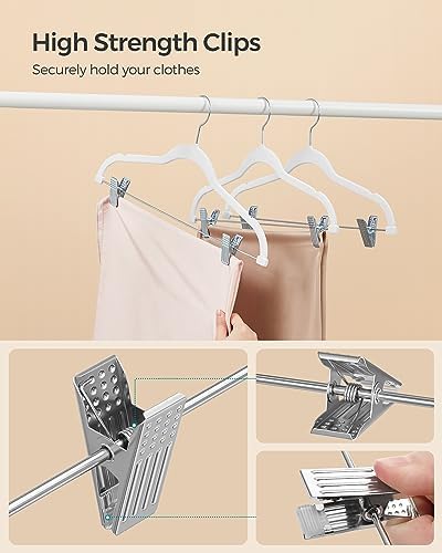 SONGMICS 20 Pack Pants Hangers,Velvet Hangers with Adjustable Clips - Image 7