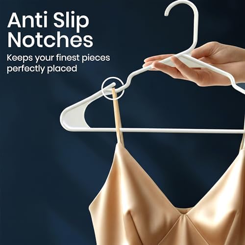 Utopia Home Plastic Hangers 50 Pack – Space Saving Clothes Hanger White | Durable & strong | Closet organizer & storage | Ideal for apartments, dorms & stocking stuffers - Image 3