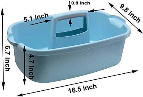 Cleaning Supplies Organizer, Large Cleaning Supply Caddy with Handle, Portable Cleaning Tool Storage Tote for Dorm, Bath, Pantry (Blue) - Image 2