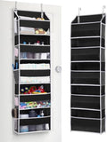 ULG 1 Pack Over The Door Organizer – 5 Shelf Door Organizer Hanging & 10 Side Pockets, Reinforced 44LB Capacity Hanging Organizer, Behind The Door Storage for Bedroom, Nursery, Pantry (Black) by ULG