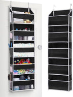 ULG 1 Pack Over The Door Organizer – 5 Shelf Door Organizer Hanging & 10 Side Pockets, Reinforced 44LB Capacity Hanging Organizer, Behind The Door Storage for Bedroom, Nursery, Pantry (Black) by ULG