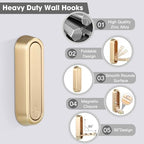 Dntorx Folding Coat Hooks, 2 Pcs Foldable Gold Wall Hooks Heavy Duty Foldable Hook Bathroom Towel Hooks Robe Hooks Wall Mounted for Hanging Coat Towels Clothes Hat Bags Keys - Image 2