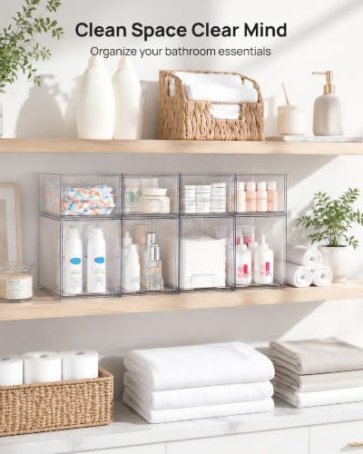 Vtopmart Clear Stackable Storage Drawers Set of 8, Plastic Organizer Bins - Image 2