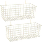 Kinlink 2 Sets White Extra Large Hanging Wall Basket with Steel Hooks by KINLINK