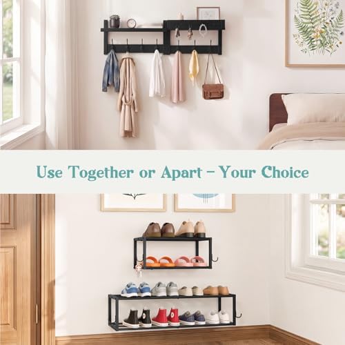 4 Pack Wall Coat Rack with Shoe Rack, 2-in-1 Coat and Shoe Rack Entryway - Image 5