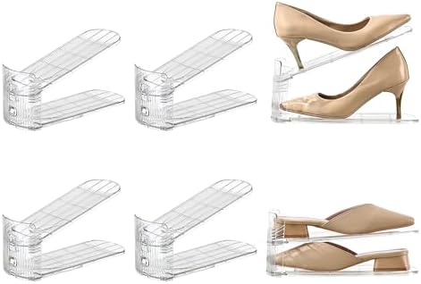 Shoe Stacker Shoe Rack Organizer for Closet Space Saver Storage Shoe Holder Organization (Transparent, 6 pack) by UniHIMO