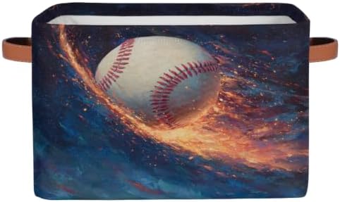 Baseball Storage Basket Toy Storage Bins Collapsible Cube Organizer by hongjinglin