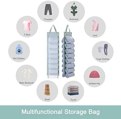 DHSFKBE Legging Organizer Storage - 2PCS T Shirt Organizer, Hanging Closet Organizers and Storage with 16 Roll Independent Compartments for Yoga Pants, Towel, Bathing Suit (Grey) - Image 4