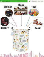 Round Laundry Basket Collapsible Storage Hamper Organizer Animal - Image 7