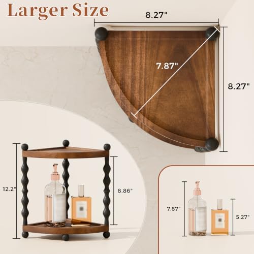 Retro 2-Tier Corner Bathroom Counter Organizer, Vanity Sink Shelf - Image 2