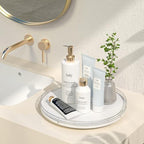 Oroyutor 13-Inch Oak Lazy Susan Vanity Tray with Silver Metal Rail - Image 2