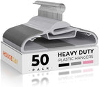 HOUSE DAY Grey Plastic Hangers 50 Pack, Slim Space Saving, Non Slip Hangers with Rubber Pads, Sturdy Heavy Duty Coat Hanger for Closet, S-Shaped Clothes Hanger for Shirt, Suit, Pant, Skirt | Heavy Duty S-Shape, Rubber Grip Pads, Space Saving Closet Org... by HOUSEDAY