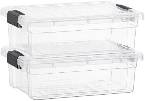 Superio 7.4 Quart Clear Plastic Storage Bin with Lid, Stackable Organizer Box, BPA-Free Storage Container for Home, Garage, School & Office, 2 Pack by Superio