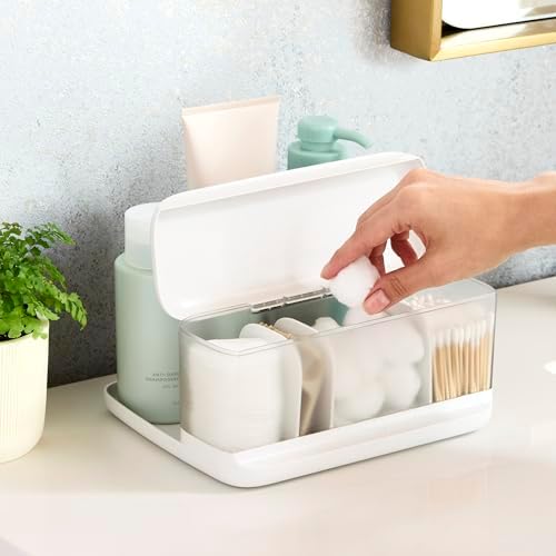 YouCopia HideAway Counter Caddy, Bathroom Vanity Countertop Organizer Tray with Adjustable Dividers and Lid - Image 2